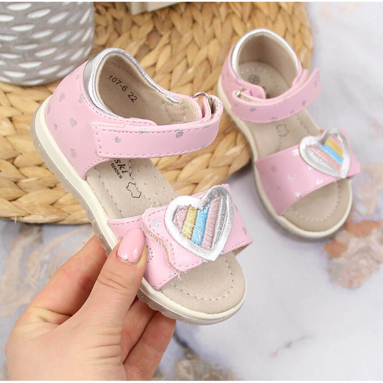 S.Barski Mädchensandalen mit Klettverschluss rosa S. Barski 1