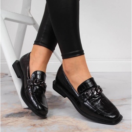 S.Barski Damenschuhe mit Kette Kroko schwarz S. Barski 1