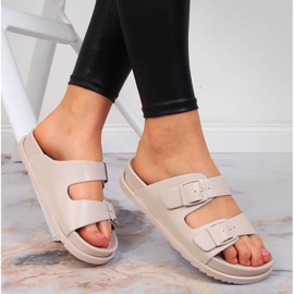 S.Barski Damen Gummihausschuhe mit Schnallen beige S. Barski 1