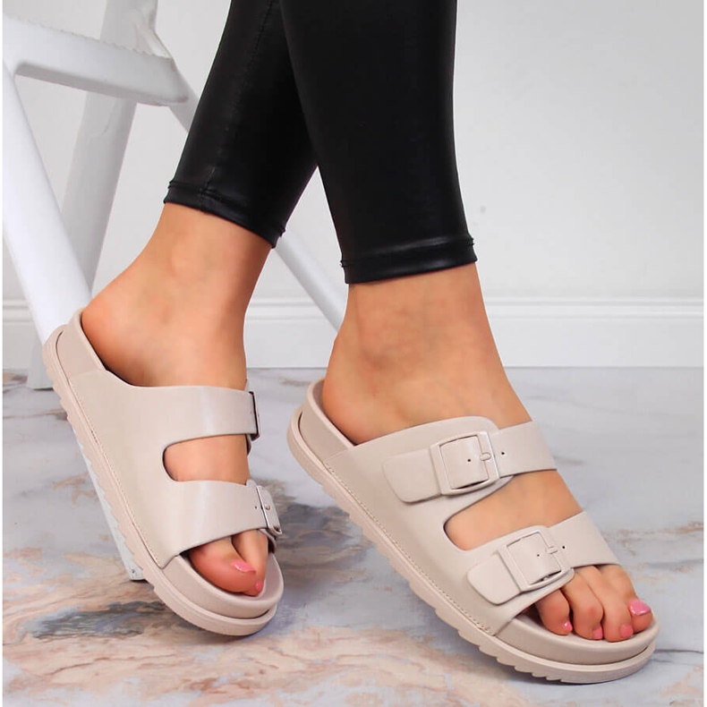 S.Barski Damen Gummihausschuhe mit Schnallen beige S. Barski 1