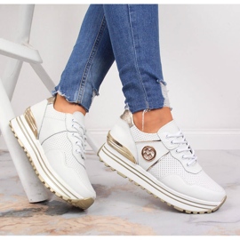 Damen-Ledersneaker auf der weißen Filippo-Plattform 1