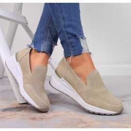 Keilschuhe aus Leder, beige Filippo 1