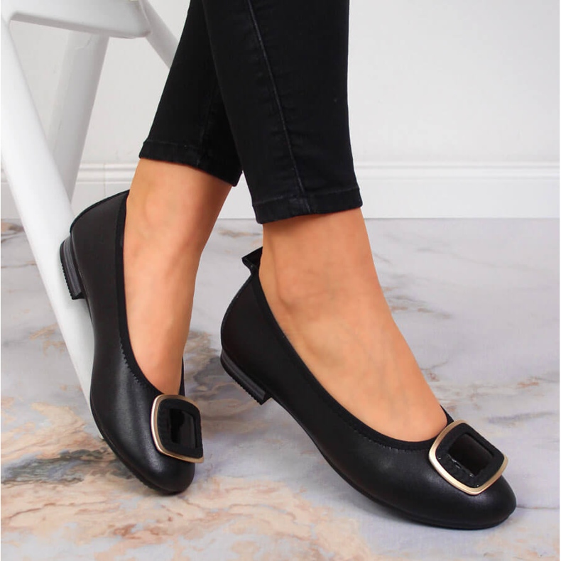 Schwarze Lederballerinas für Damen Filippo 1