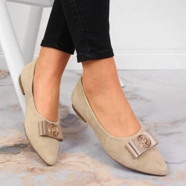 Ballerinas aus Leder für Damen mit einem beigen Filippo-Punkt 1