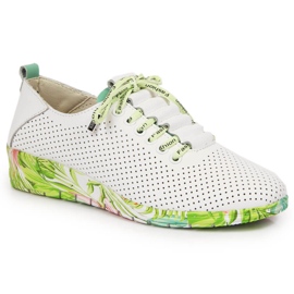 Durchbrochene Damenschuhe aus weißem Leder mit Keil Artiker 1