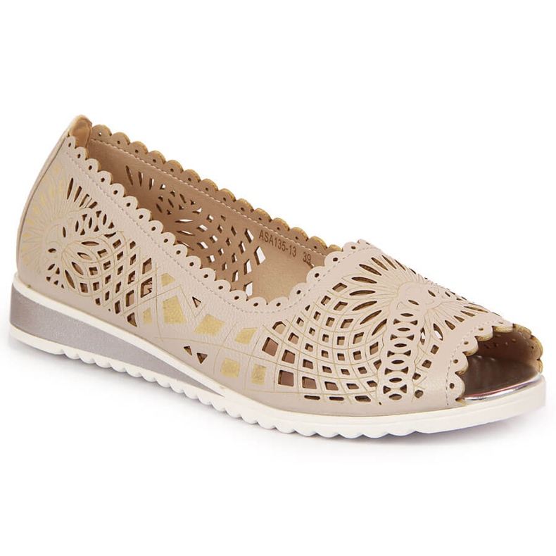 Durchbrochene, offene Zehen, beige Jezzi Damenschuhe 2