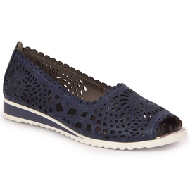 Durchbrochene Damenschuhe, offene Spitze, marineblau Jezzi 1