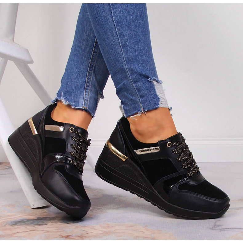 S.Barski Damenschuhe aus Leder mit Keil schwarz S. Barski 1