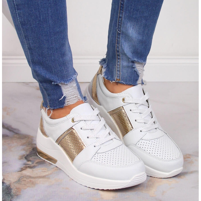 S.Barski Damenschuhe aus Leder mit Keilabsatz, weiß S. Barski 2