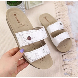 Weiße Inblu-Klettverschluss-Hausschuhe für Damen 1