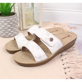 Weiße Inblu-Klettverschluss-Hausschuhe für Damen 2