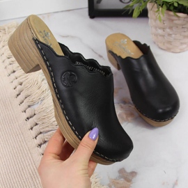 Rieker V6844-00 schwarze Damen Lederhausschuhe 1