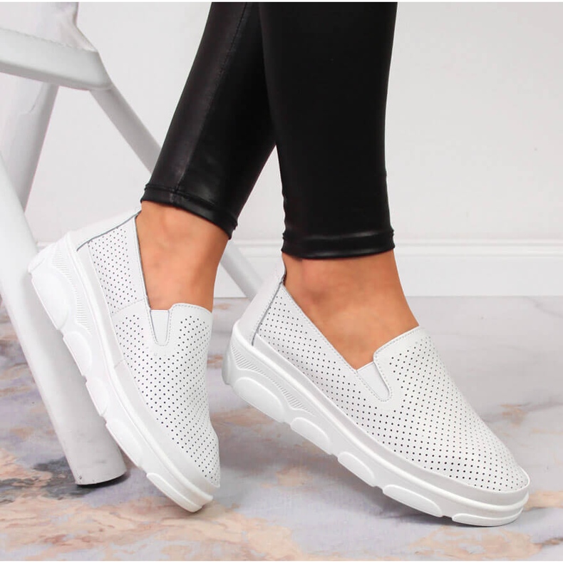 Bequemer Damenlederschuh, weiß Jezzi 1