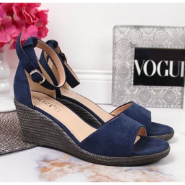 Marineblaue Keilsandalen für Damen von Vinceza navy blau 1