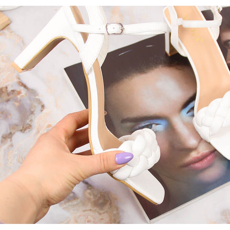 Damensandalen von Vinceza in Weiß mit hohem Absatz 1