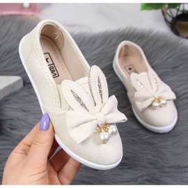 Beige Turnschuhe für Mädchen mit Ösen NEWS 1