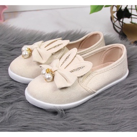 Beige Turnschuhe für Mädchen mit Ösen NEWS 2