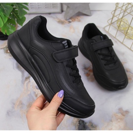 Schwarze American Club Sportschuhe mit Klettverschluss 1