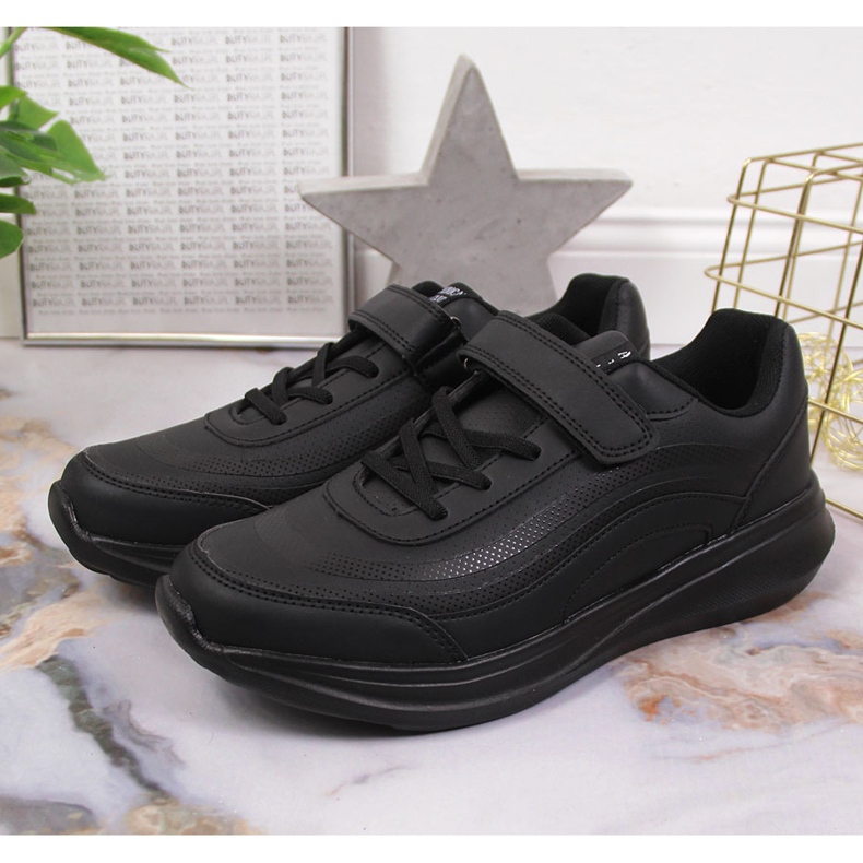 Schwarze American Club Sportschuhe mit Klettverschluss 2