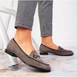 Damenhalbschuhe Mokassins mit grauer Jezzi-Verzierung 2