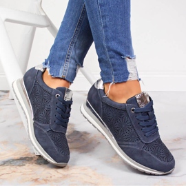 Blaue Jezzi-Sneaker für Damen aus Wildleder 1