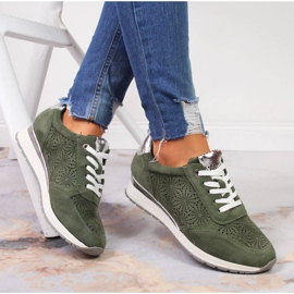 Grüne Jezzi-Sneaker für Damen aus Wildleder 1