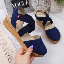 Big Star Marineblaue Damensandalen mit elastischen Bändern JJ276037 1