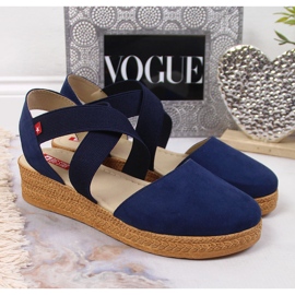 Big Star Marineblaue Damensandalen mit elastischen Bändern JJ276037 2
