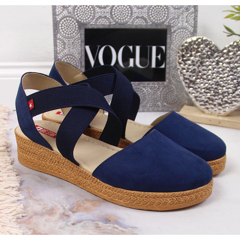 Big Star Marineblaue Damensandalen mit elastischen Bändern JJ276037 2