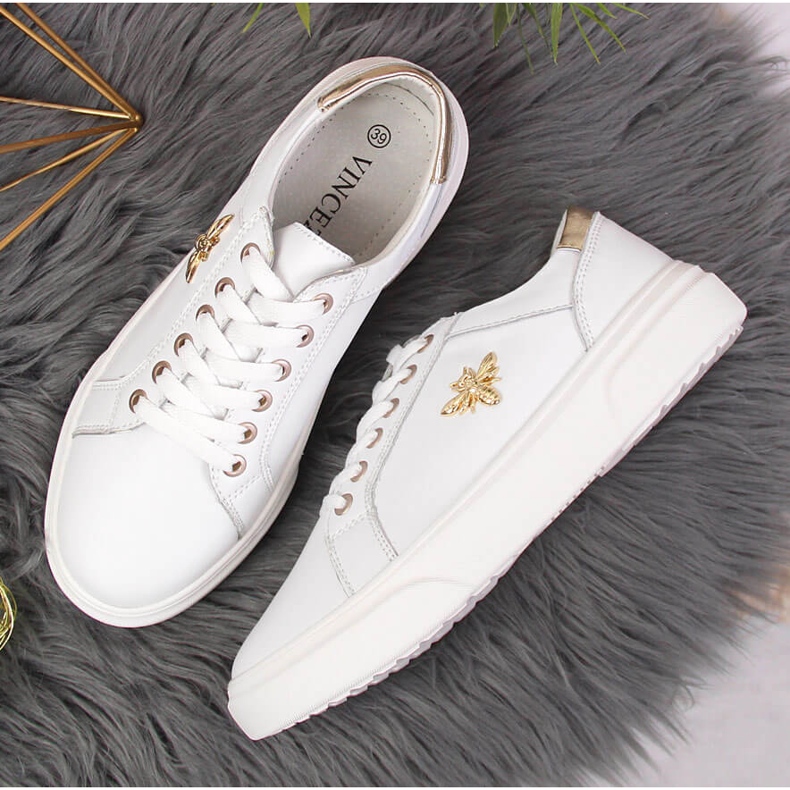 Damenlederschuhe mit weißem Vinceza-Plateau 2