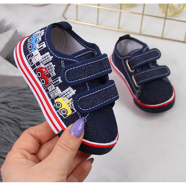 Atletico marineblaue Turnschuhe mit Klettverschluss für Jungen 1