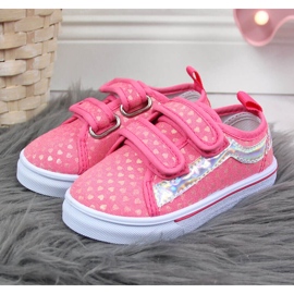 Pinkfarbene Atletico Mädchen-Sneakers mit Klettverschluss rosa 2