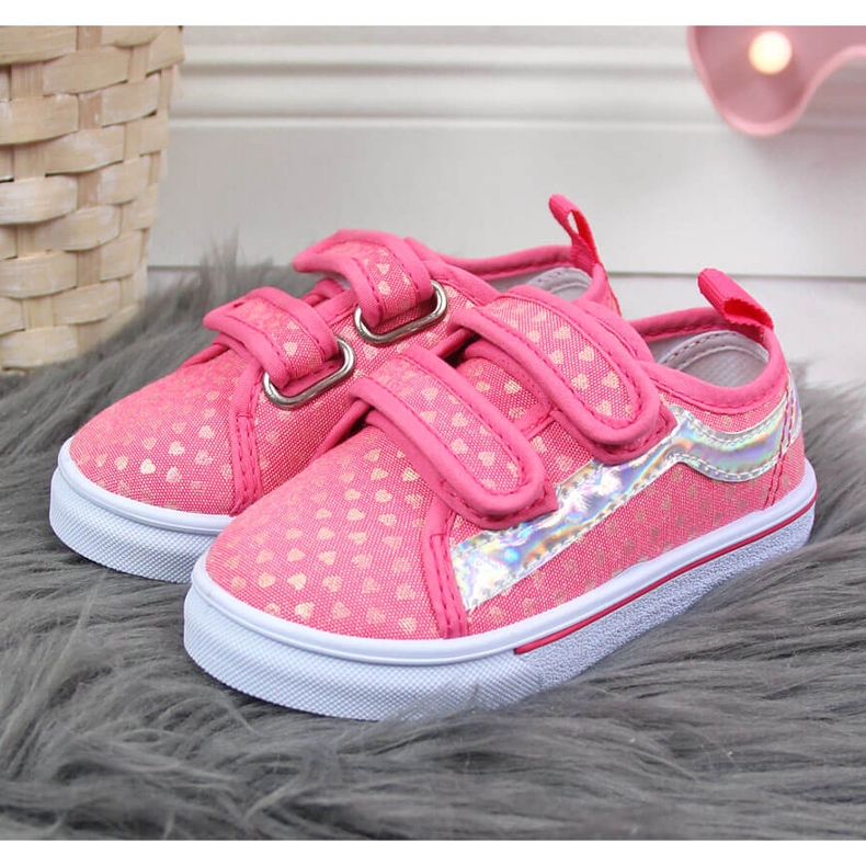 Pinkfarbene Atletico Mädchen-Sneakers mit Klettverschluss rosa 2