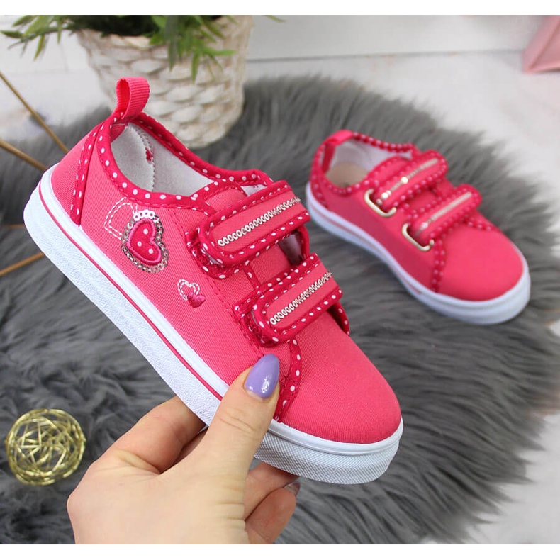 Pinkfarbene Atletico Mädchen-Sneakers mit Klettverschluss rosa 1