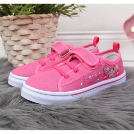 Pinkfarbene Atletico Mädchen-Sneakers mit Klettverschluss rosa 2