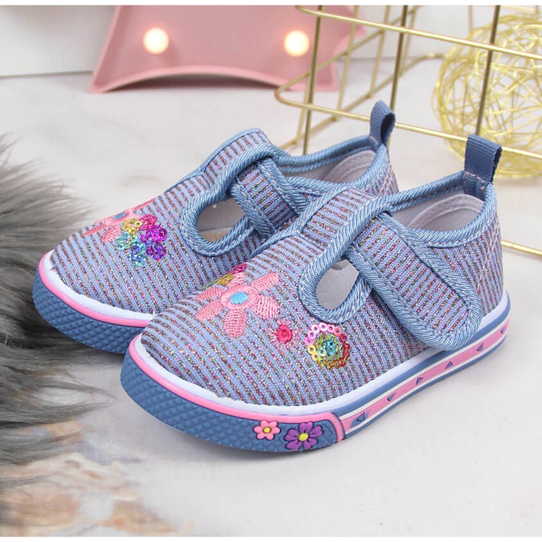 Blaue Turnschuhe mit Klettverschluss von Atletico für Mädchen 2