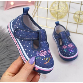 Turnschuhe für Mädchen mit Klettverschluss Atletico blau gepunktet navy blau 1