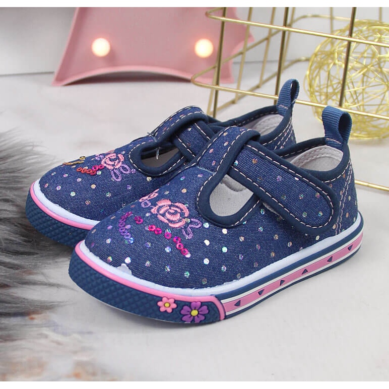 Turnschuhe für Mädchen mit Klettverschluss Atletico blau gepunktet navy blau 2