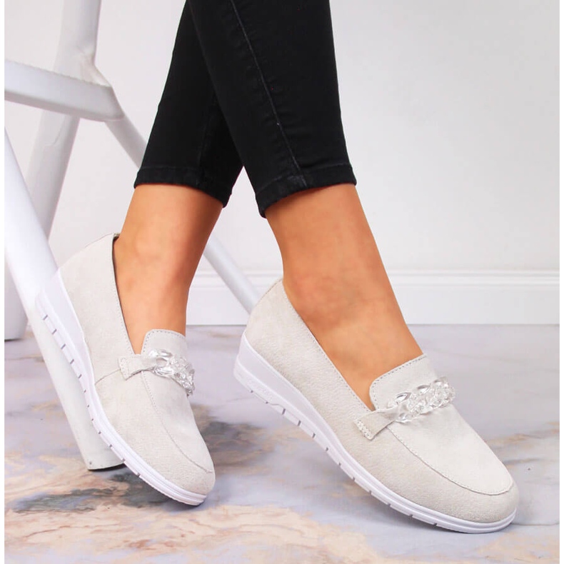 Damen-Lederslipper mit Kette Artiker creme beige 1