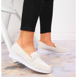 Damen-Lederslipper mit Kette Artiker creme beige 2