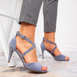 Damensandalen auf einem hohen Absatz blau Sergio Leone 2