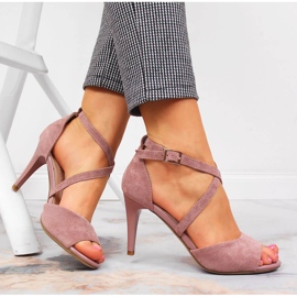 Damensandalen auf einem hohen Absatz rosa Sergio Leone 1