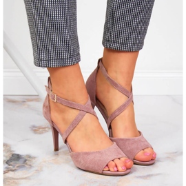 Damensandalen auf einem hohen Absatz rosa Sergio Leone 2