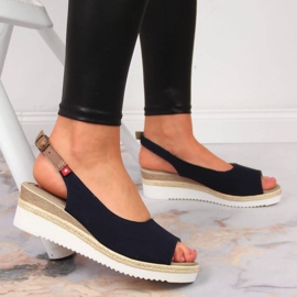 Marineblaue Damensandalen Big Star JJ276046 navy blau 2