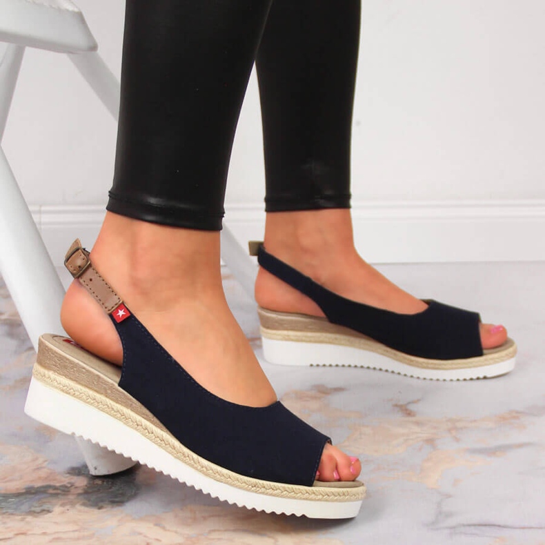 Marineblaue Damensandalen Big Star JJ276046 navy blau 2