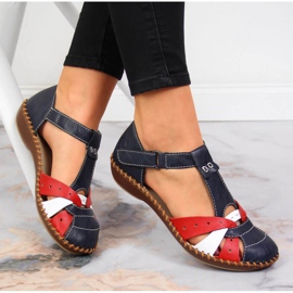 Marineblaue Damensandalen Rieker M1655-15 mit Klettverschluss 1