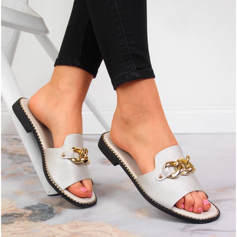 S.Barski Goldene Damenpantoffeln mit Kette, Gold S. Barski 1