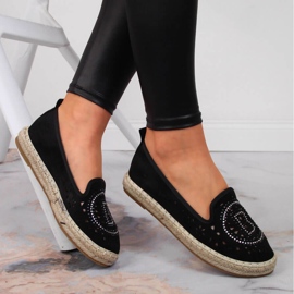 S.Barski Schwarze durchbrochene Espadrilles mit Zirkonias von S. Barski 1