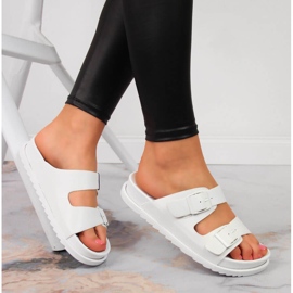 S.Barski Damen Gummihausschuhe mit Schnallen weiß S. Barski 1