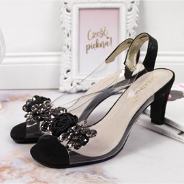 Transparente Damensandalen mit schwarzen Sabatina-Steinen 2